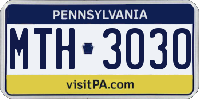 PA license plate MTH3030