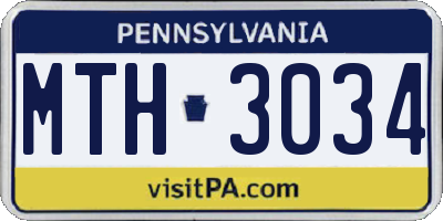 PA license plate MTH3034