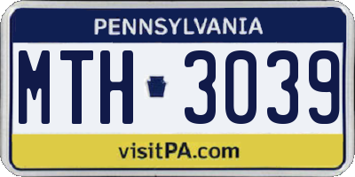 PA license plate MTH3039