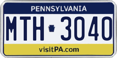 PA license plate MTH3040