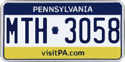 PA license plate MTH3058
