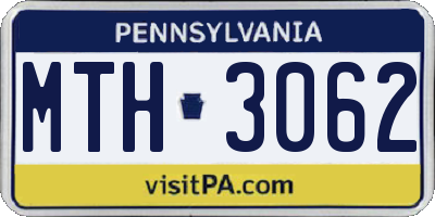 PA license plate MTH3062