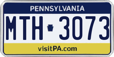 PA license plate MTH3073