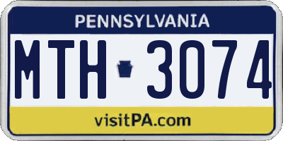 PA license plate MTH3074