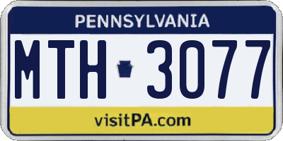 PA license plate MTH3077