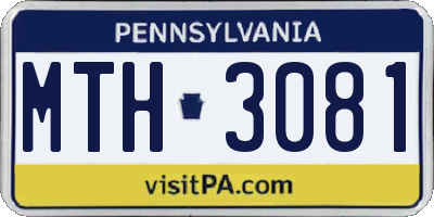 PA license plate MTH3081