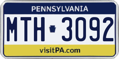 PA license plate MTH3092