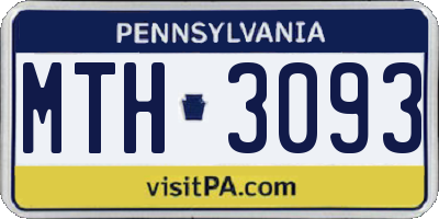 PA license plate MTH3093