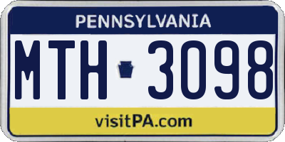 PA license plate MTH3098