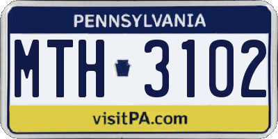 PA license plate MTH3102