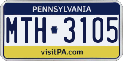 PA license plate MTH3105