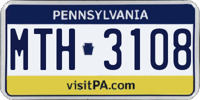 PA license plate MTH3108