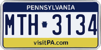 PA license plate MTH3134