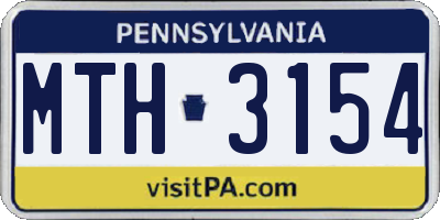 PA license plate MTH3154