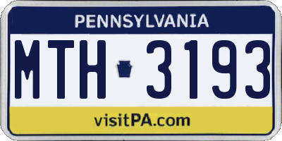 PA license plate MTH3193