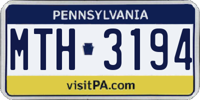 PA license plate MTH3194