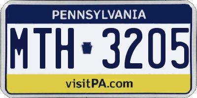PA license plate MTH3205