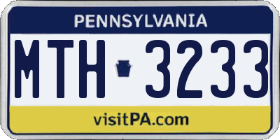 PA license plate MTH3233