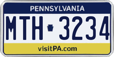 PA license plate MTH3234