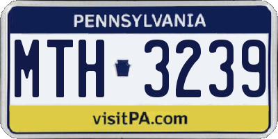 PA license plate MTH3239