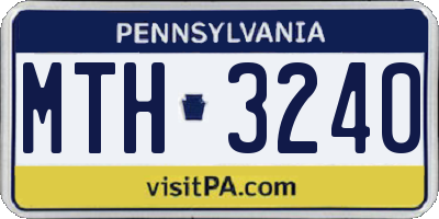PA license plate MTH3240