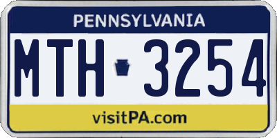 PA license plate MTH3254
