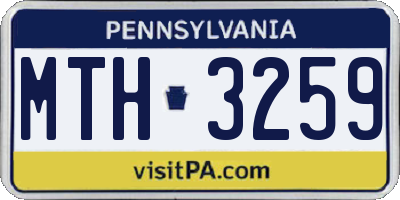 PA license plate MTH3259