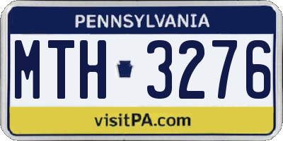 PA license plate MTH3276