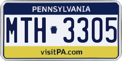 PA license plate MTH3305