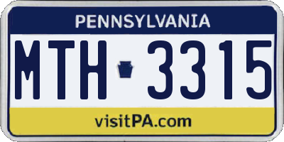 PA license plate MTH3315