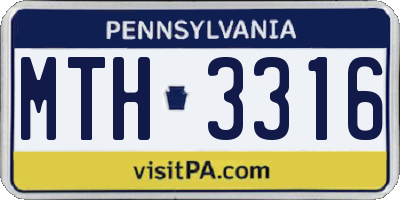 PA license plate MTH3316