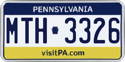 PA license plate MTH3326