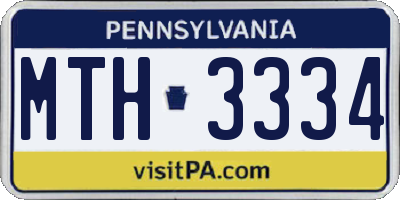 PA license plate MTH3334
