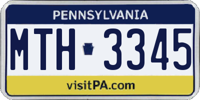 PA license plate MTH3345