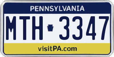 PA license plate MTH3347