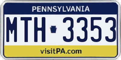 PA license plate MTH3353