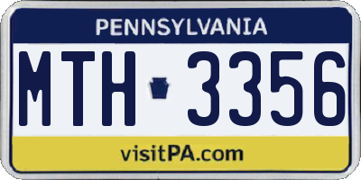 PA license plate MTH3356