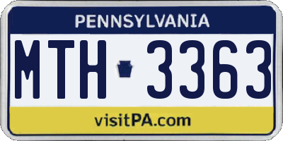 PA license plate MTH3363
