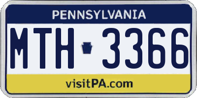 PA license plate MTH3366