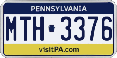 PA license plate MTH3376