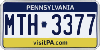 PA license plate MTH3377