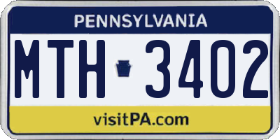 PA license plate MTH3402