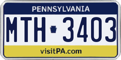 PA license plate MTH3403