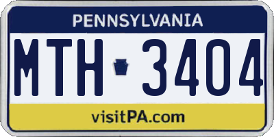 PA license plate MTH3404