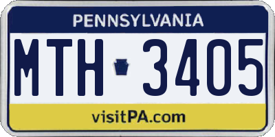 PA license plate MTH3405