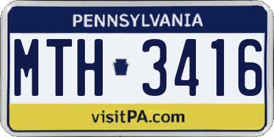 PA license plate MTH3416
