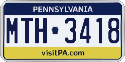 PA license plate MTH3418