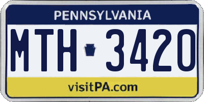 PA license plate MTH3420