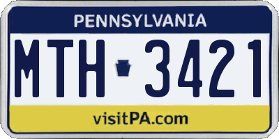 PA license plate MTH3421