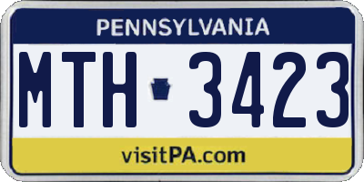 PA license plate MTH3423